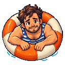 A person in the water with a life ring